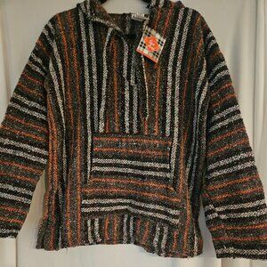 San Jose Baja Gray Poncho Sweater Hoodie Size M  NWT